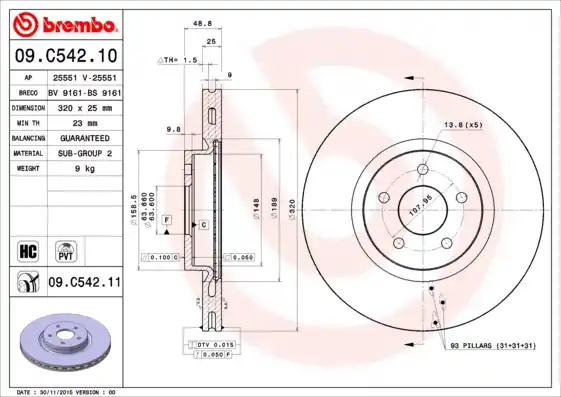 Korting Remschijven Brembo 09.C542.11