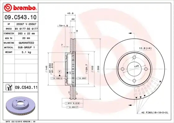 Weekendaanbieding Remschijven Brembo 09.C543.11