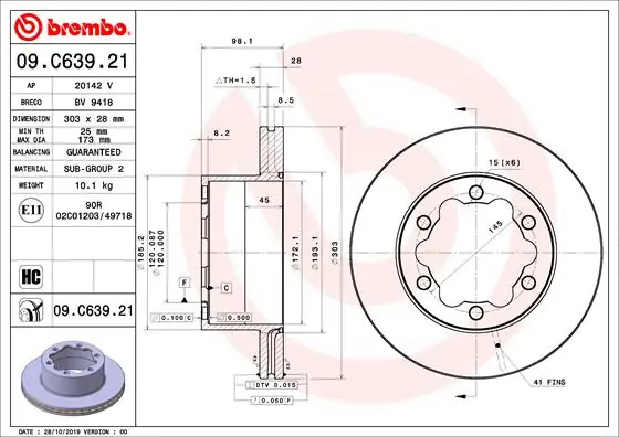 Remschijven Brembo 09.C639.21 Gereduceerde Prijs