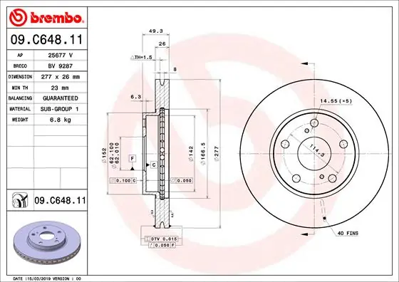 Hoge Kwaliteit Remschijven Brembo 09.C648.11
