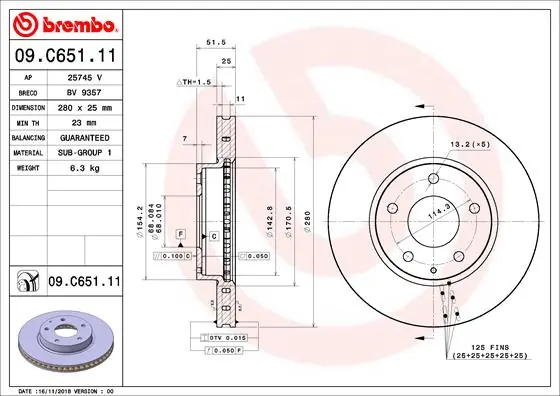 Remschijven Brembo 09.C651.11 Voordeelprijs