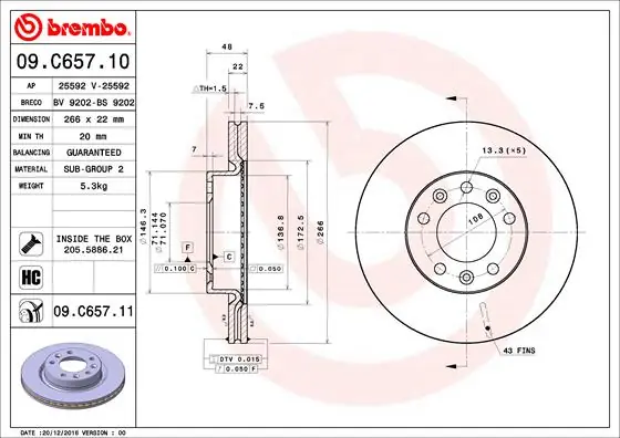 Premium Remschijven Brembo 09.C657.11
