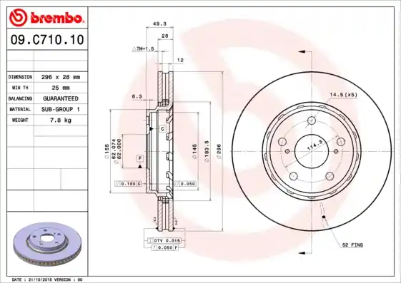 Remschijven Brembo 09.C710.11 Betaalbaar
