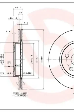 Remschijven Brembo 09.C744.11 Rechtstreeks Van De Fabrikant