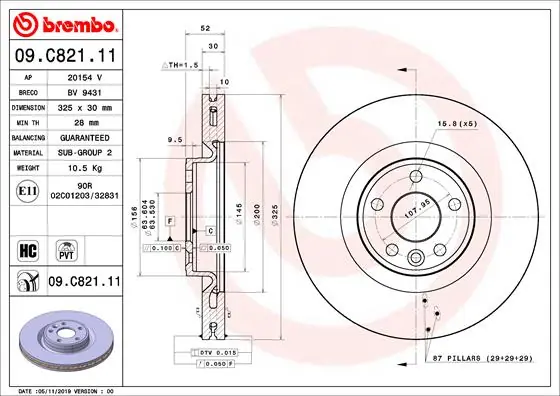 Professioneel Remschijven Brembo 09.C821.11