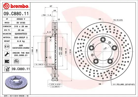 Premium Remschijven Brembo 09.C880.11