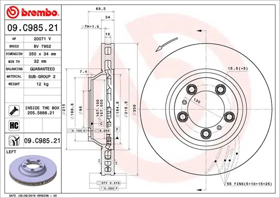 Weekendaanbieding Remschijven Brembo 09.C985.21