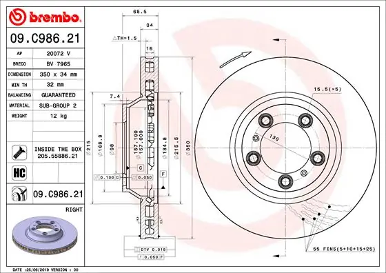 Remschijven Brembo 09.C986.21 Goedkoop