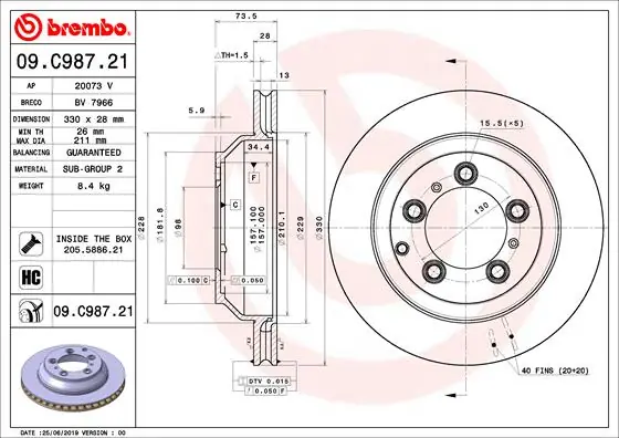 Remschijven Brembo 09.C987.21 Aanbieding