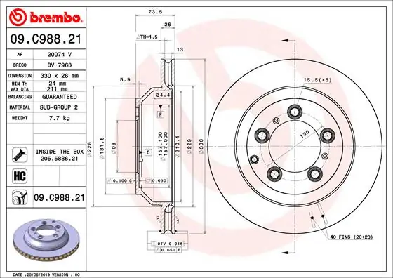 Tijdelijk Beschikbaar Remschijven Brembo 09.C988.21