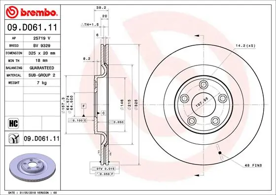 Remschijven Brembo 09.D061.11 Handgemaakt