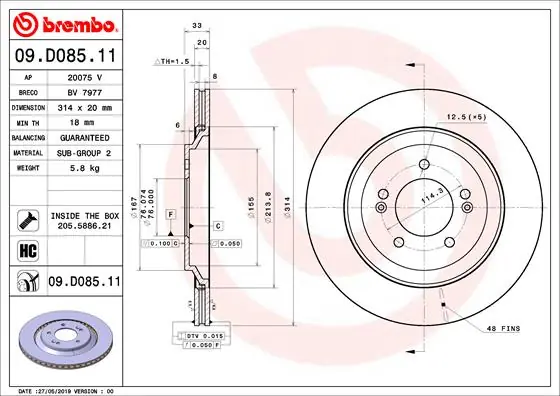 Remschijven Brembo 09.D085.11 Budget