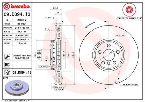 Remschijven Brembo 09.D094.13 Favoriet