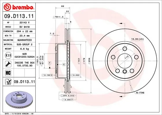 Nieuwe Collectie Remschijven Brembo 09.D113.11