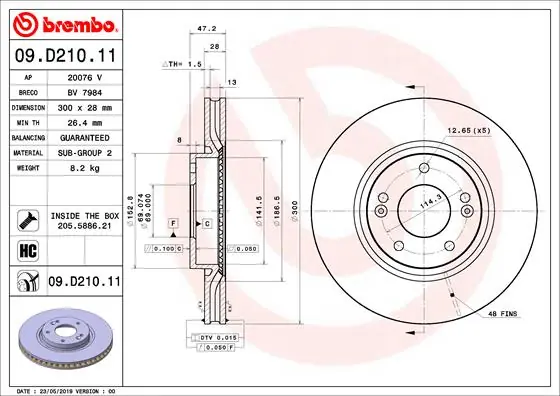 Remschijven Brembo 09.D210.11 Groothandel