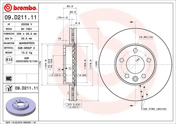 Remschijven Brembo 09.D211.11 Limited Edition