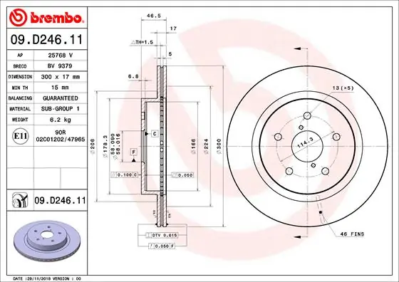 Flitsaanbieding Remschijven Brembo 09.D246.11