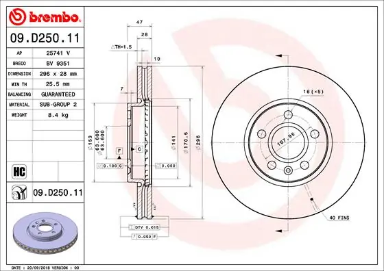 Express Levering Remschijven Brembo 09.D250.11