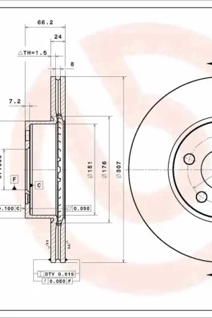 Authentiek Remschijven Brembo 09.D338.21