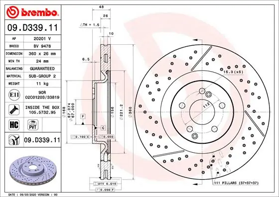 Remschijven Brembo 09.D339.11 Hete Deal