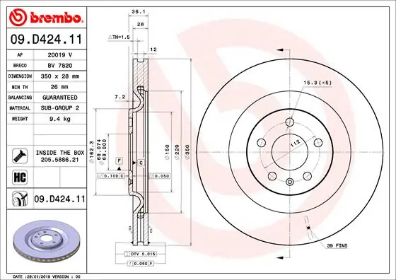 Seizoensaanbieding Remschijven Brembo 09.D424.11