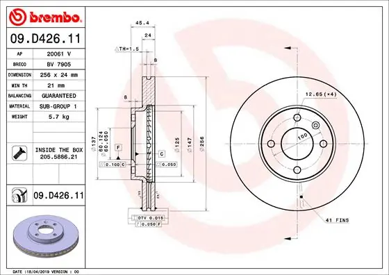 Favoriet Remschijven Brembo 09.D426.11