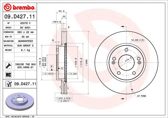 Rechtstreeks Van De Fabrikant Remschijven Brembo 09.D427.11