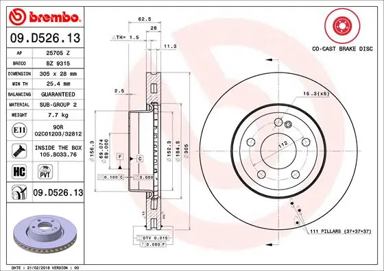 Remschijven Brembo 09.D526.13 In De Mode