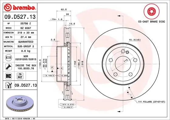 Groothandel Remschijven Brembo 09.D527.13