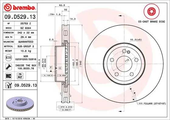 Dagaanbieding Remschijven Brembo 09.D529.13