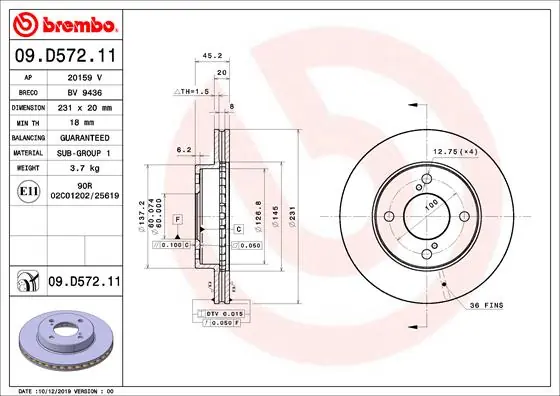 Veilige Betaling Remschijven Brembo 09.D572.11