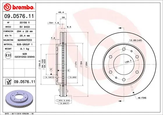 Remschijven Brembo 09.D576.11 Snelle Levering