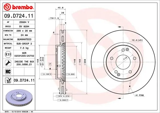 Gecertificeerd Remschijven Brembo 09.D724.11