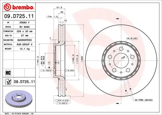 Hoge Kwaliteit Remschijven Brembo 09.D725.11