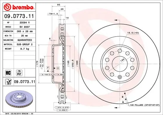 Actieprijs Remschijven Brembo 09.D773.11