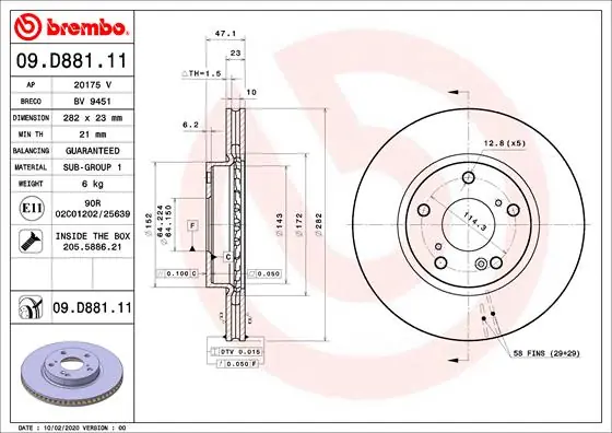 Nieuw Remschijven Brembo 09.D881.11