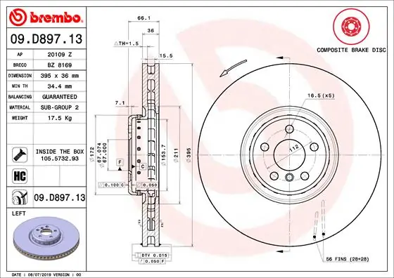 Remschijven Brembo 09.D897.13 Koop Vandaag
