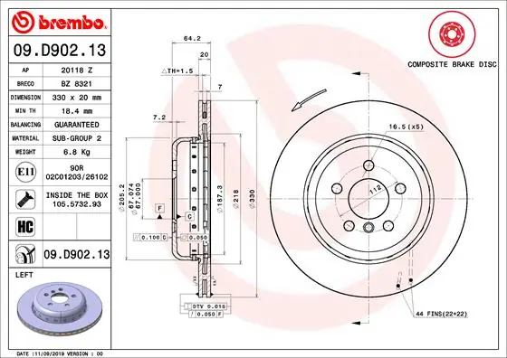 Remschijven Brembo 09.D902.13 Nu Kopen