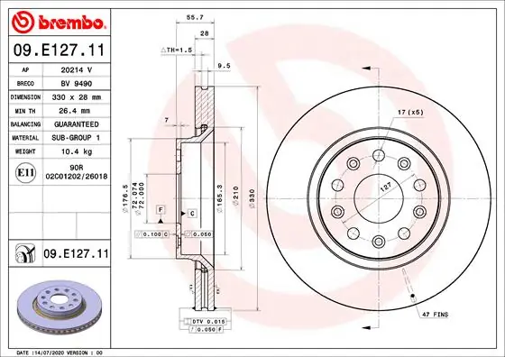 Wereldwijde Verzending Remschijven Brembo 09.E127.11