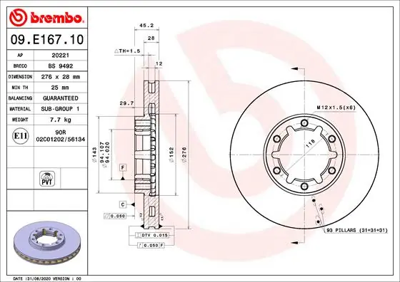 Remschijven Brembo 09.E167.10 Betrouwbaar