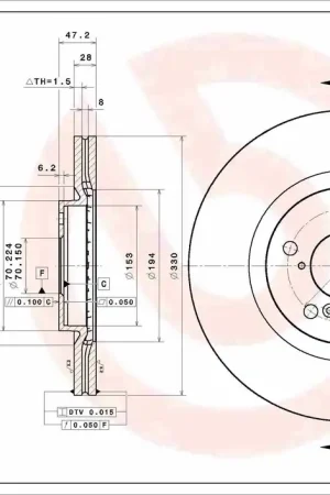 Remschijven Brembo 09.E236.11 Nieuw Model