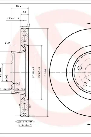 Remschijven Brembo 09.E833.11 Tijdelijk Beschikbaar