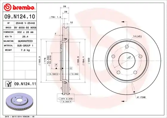 Superprijs Remschijven Brembo 09.N124.11