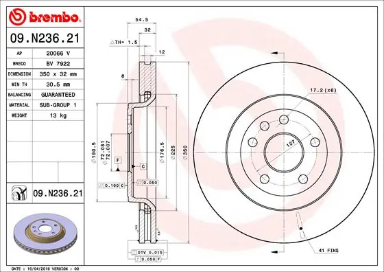 Remschijven Brembo 09.N236.21 Beperkte Voorraad