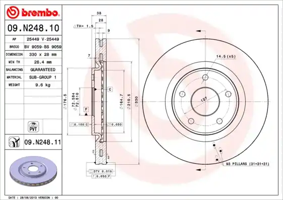Geld-Terug-Garantie Remschijven Brembo 09.N248.11