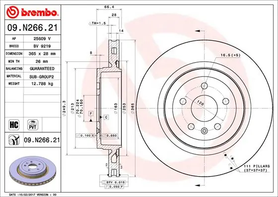 Remschijven Brembo 09.N266.21 Beperkte Voorraad