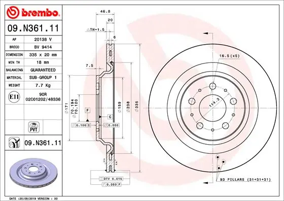 Nieuw Remschijven Brembo 09.N361.11