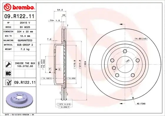 Remschijven Brembo 09.R122.11 Seizoensaanbieding