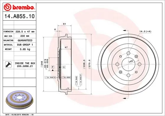 Remtrommel Brembo 14.A855.10 In De Mode