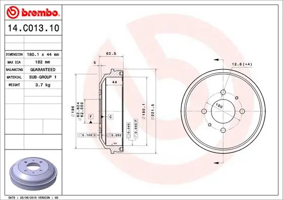 Finale Uitverkoop Remtrommel Brembo 14.C013.10